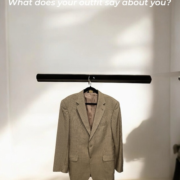 Jos A Bank Signature Gold Silk Wool Golden Houndstooth w Check Blazer size 42 LG - Picture 11 of 14